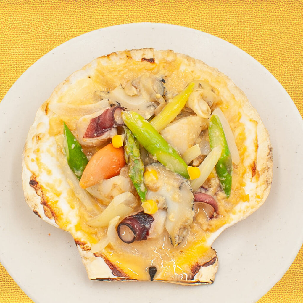 魚介のみそ焼き(ホタテ貝・ミズダコ・ツブ貝)